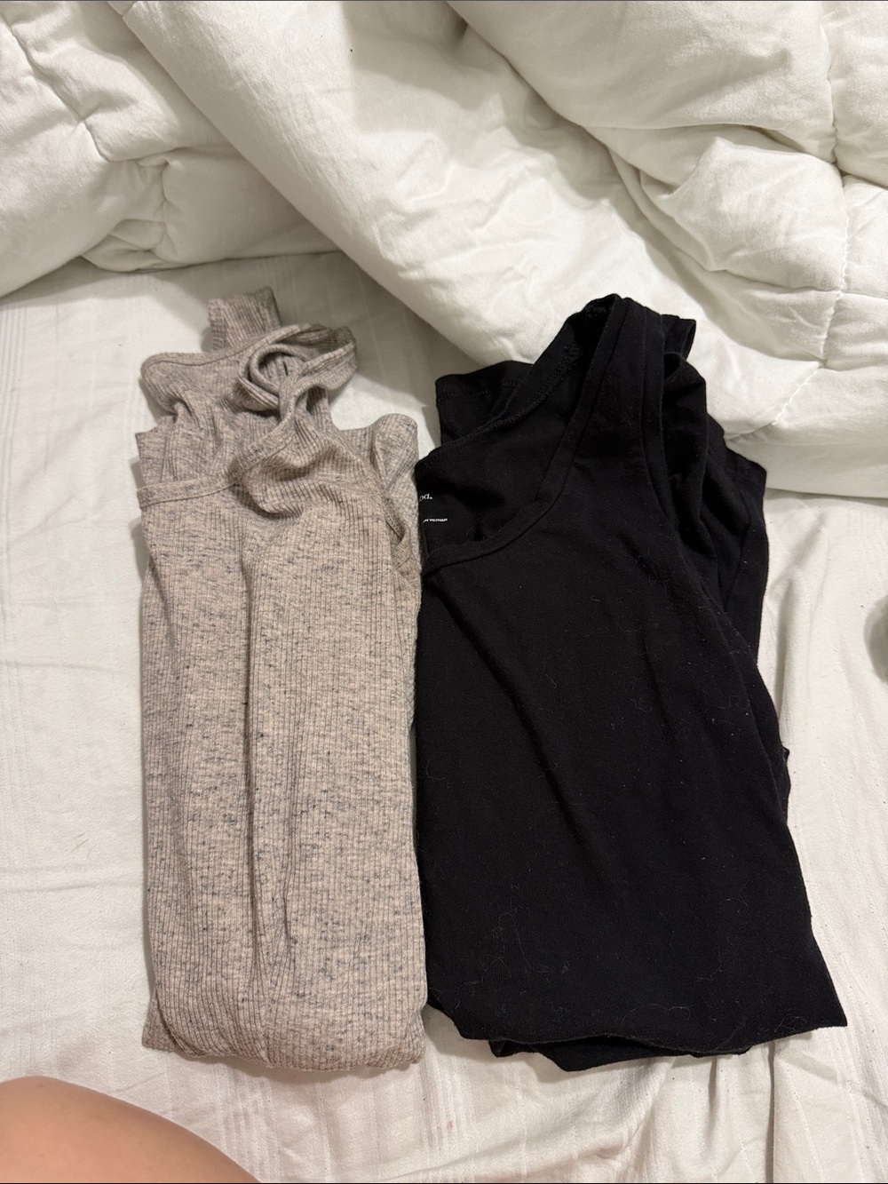 Maternity Black Ribbed Tank + Beige Ribbed Tank Duo